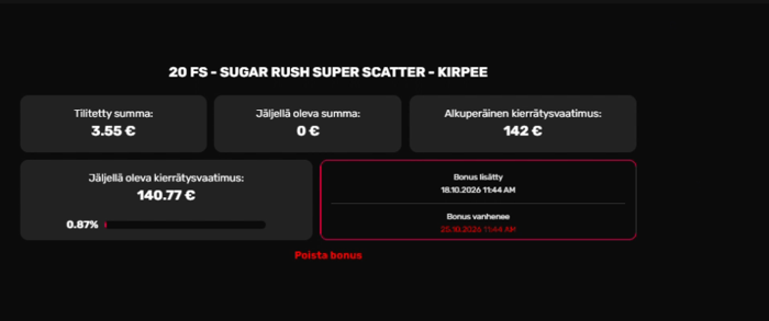 Kierrätyksen eteneminen Kirpee kasinolla.