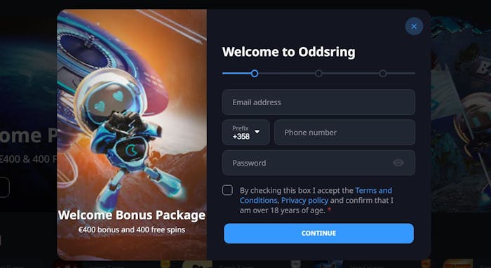 Oddsring Casinolle rekisteröityminen
