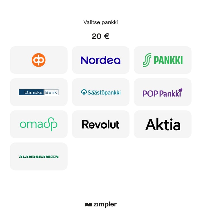 Zimplerin kautta avautuva pankkivalikko Tuff Puff Casinolla.