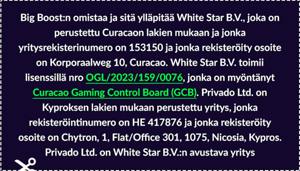 Curaçao Gaming Control Board lisenssi kasinon alatunnisteessa