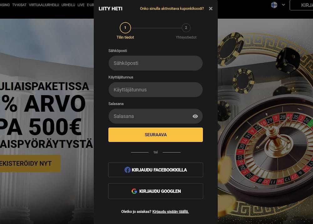 Olympusbet Casinolle rekisteröityminen