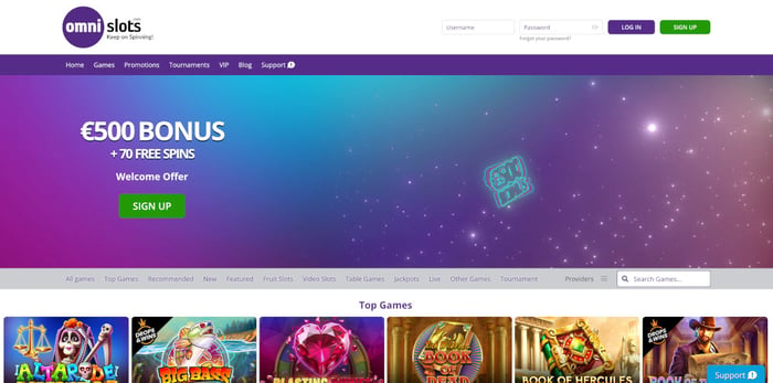 OmniSlots Casinon etusivu