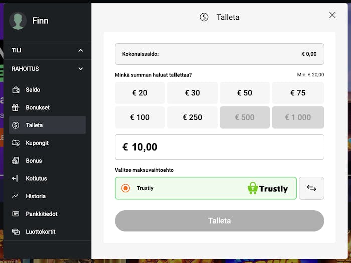 One Casino mahdollistaa Trustly talletuksen pelaajille
