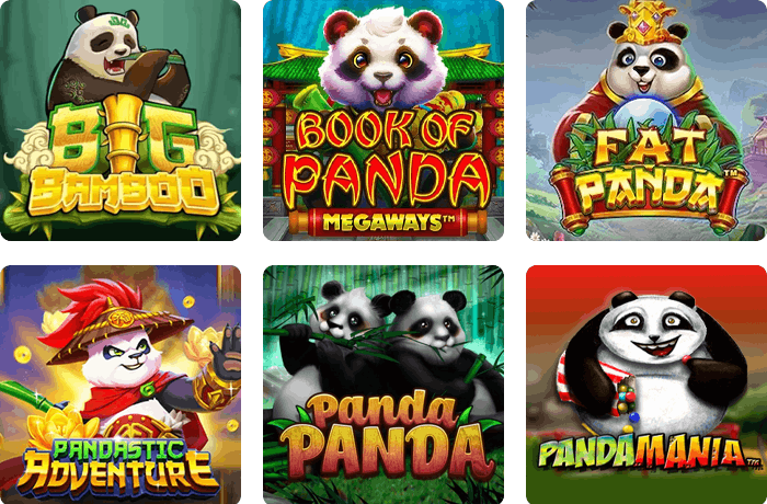 Slotteja panda-teemalla, kuten Big Bamboo ja Fat Panda.