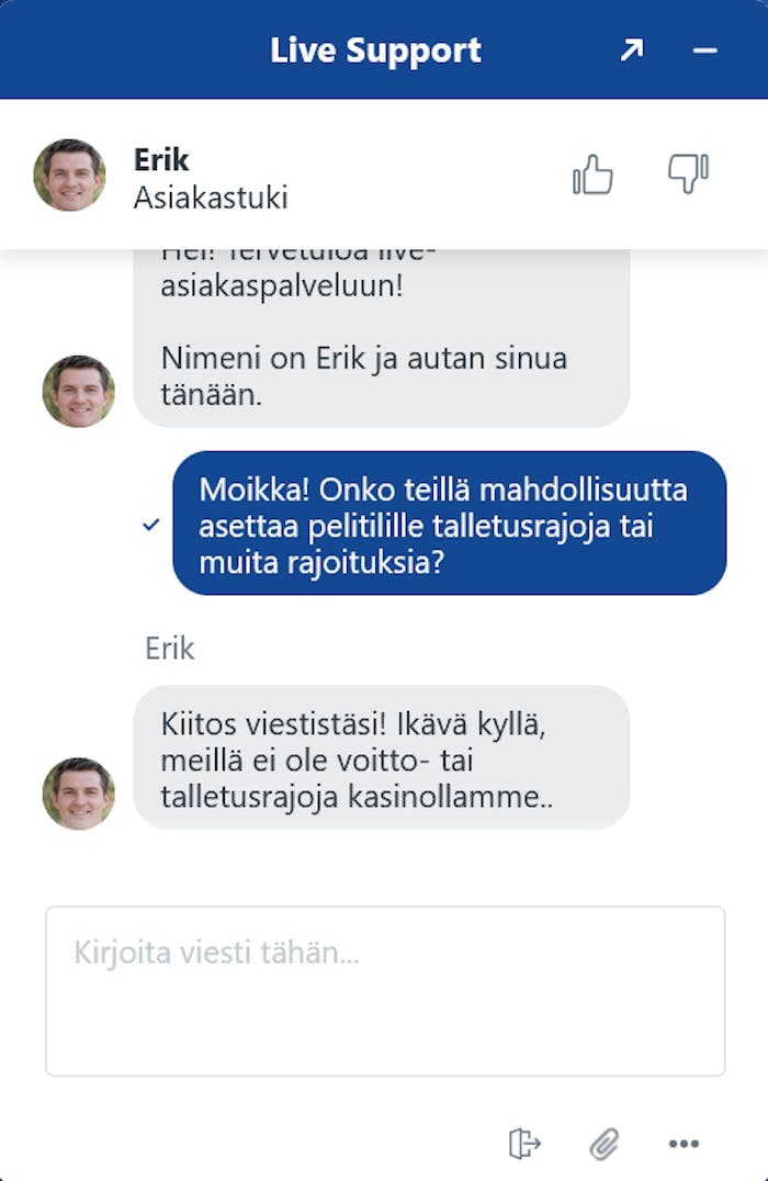 Asiakaspalveliuja Erik vastaa suomeksi Pandido Casinolla