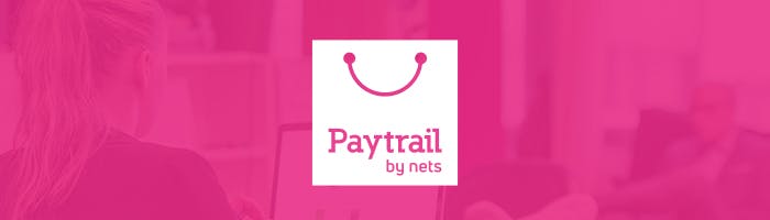 Paytrailin logo pinkkiä taustaa vasten