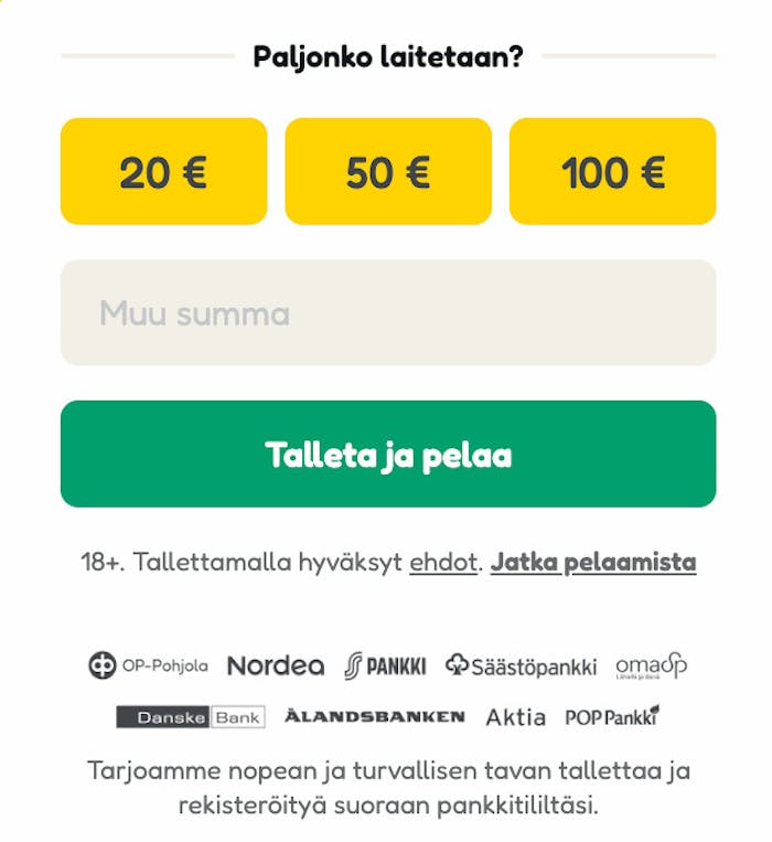 Pelikioski Casinolla rekisteröidyt ja talletat verkkopankkitunnuksilla