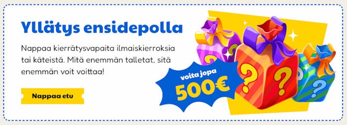 Pelikioskin tervetuliaisbonus ensitallettajille