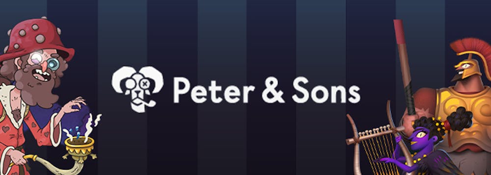 Peter and Sons pelivalmistajan logo ja muutama pelihahmo