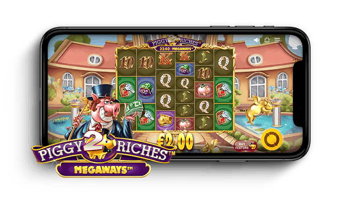 Piggy Riches Megaqays 2 näyttää ihan yhtä rikkaalta puhelimellakin!