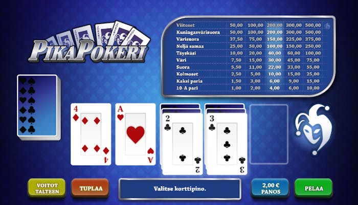 Pikapokeri automaattipeli on Veikkauksen videopokeri, jota pelataan netissä ja Pelaamoissa.