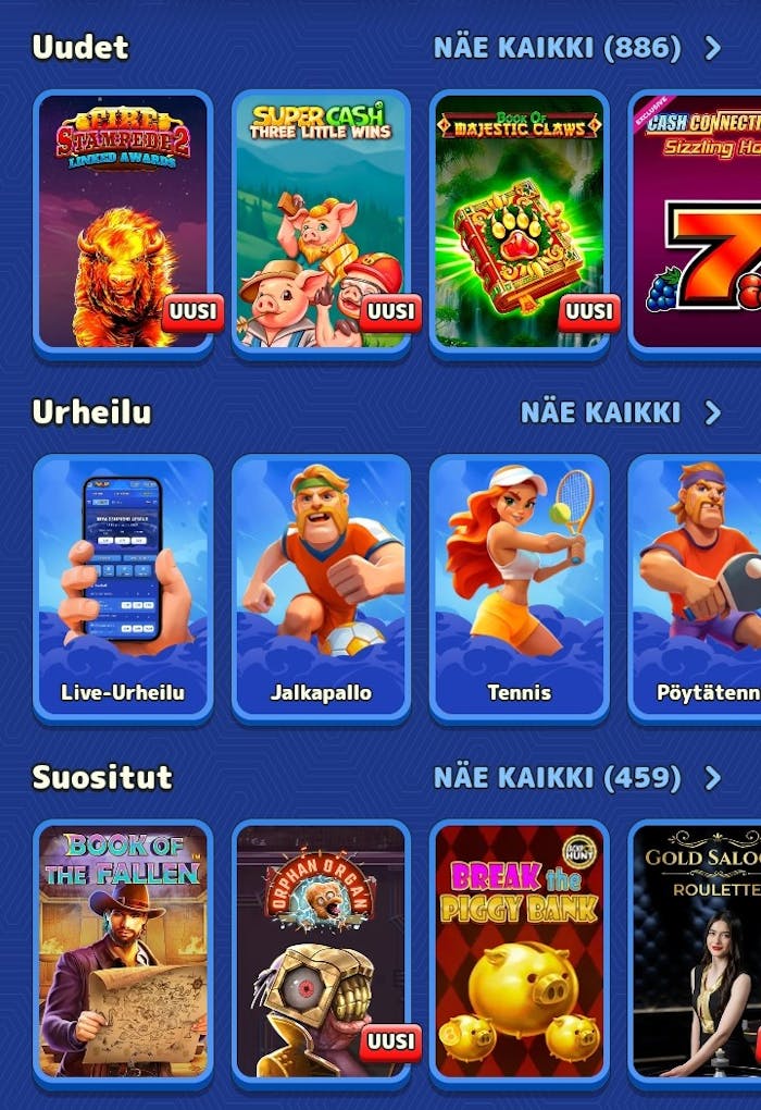 Spieleauswahl bei Pistolo Casino auf dem Desktop und Mobile