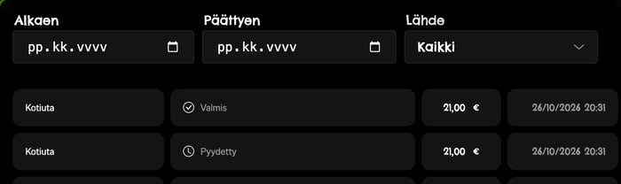 Kuva, jossa näkyy kotiutuspyynnön tekeminen ja hyväksyminen Cyber City Casinolla.