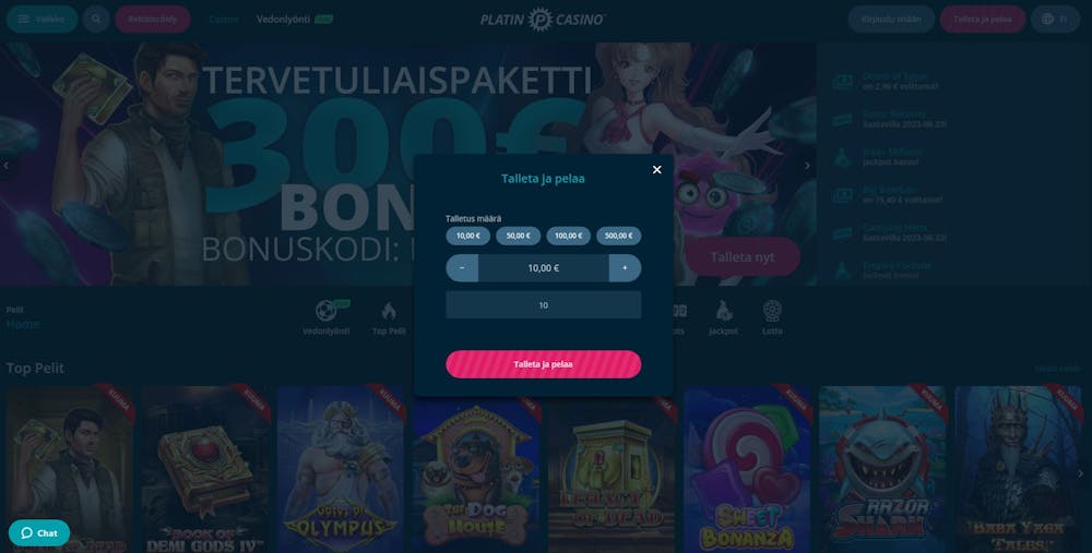 platin casino ilmoittautumissivu