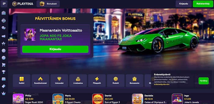 Playfina Casinolla on urheiluautoteema