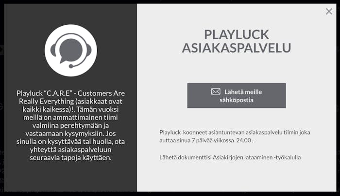 Asiakaspalvleu ei vastaa PlayLuck Casinolla