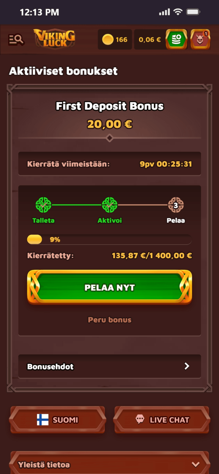 Kierrätyksen päättyminen 9 prosenttiin Viking Luckilla.