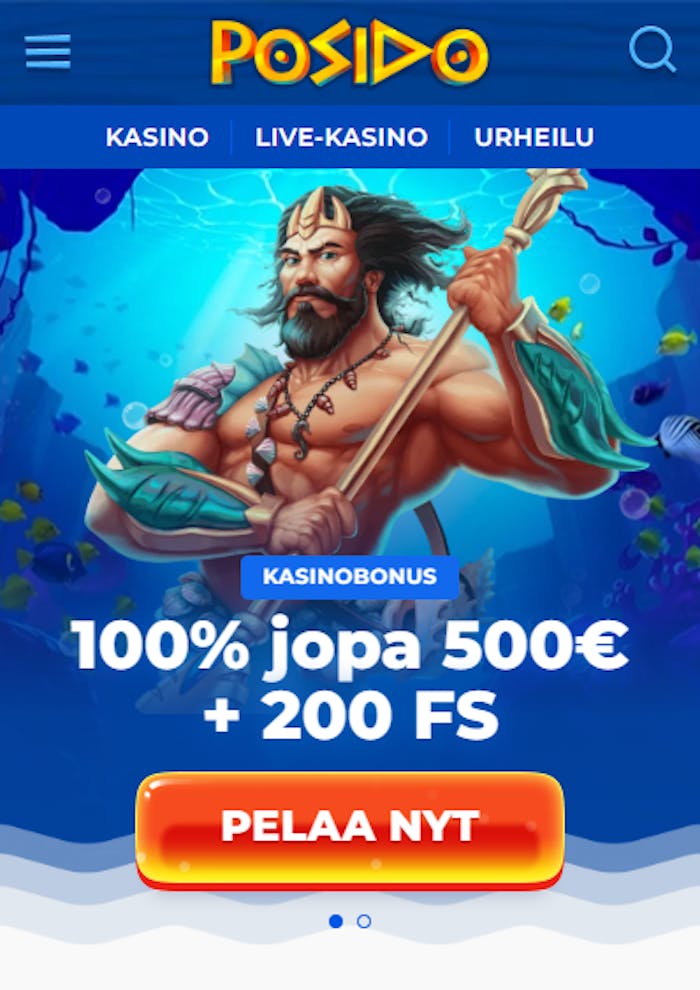 Posido kasinon etusivu, jossa esitell??n my?s uuden pelaajan bonusta.