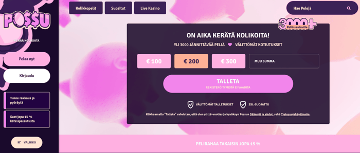 Possu Casino etusivu