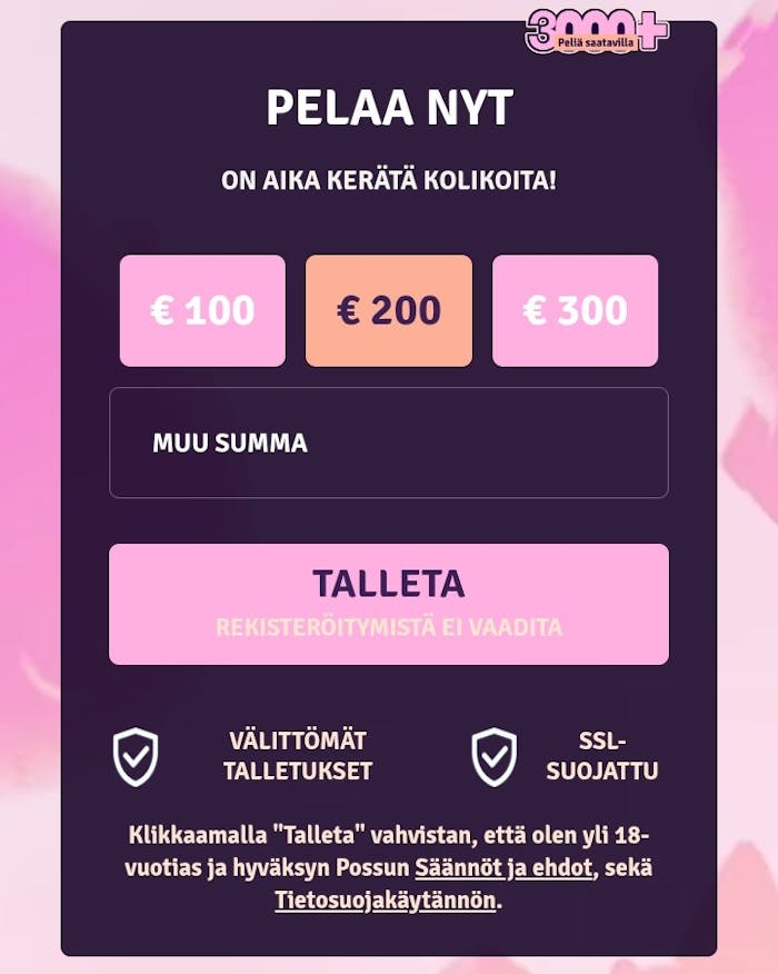 Possu Casino tilin avaaminen