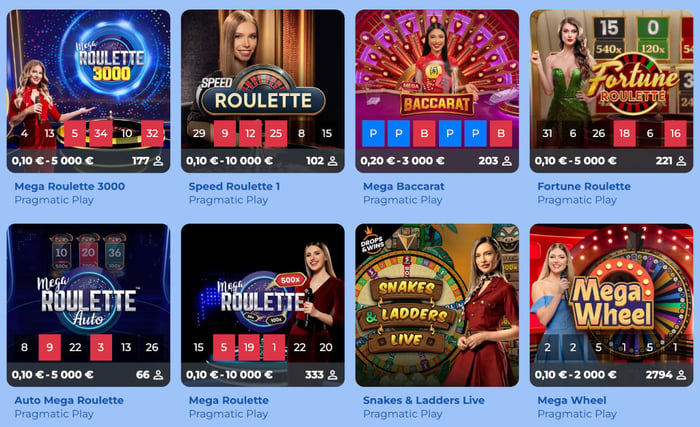 Pragmatic Play Live -pelejä suomalaisella nettikasinolla