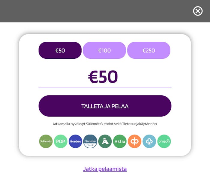 Prontobet Casinolle tunnistaudutaan pankkitunnuksilla