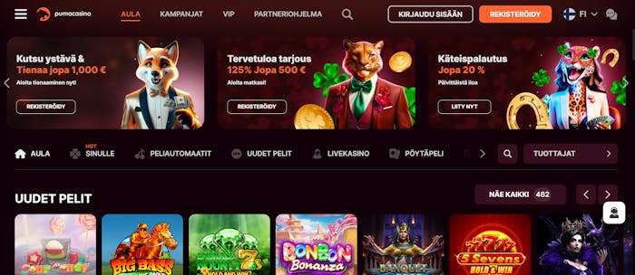 pumacasinon tervetulotarjous