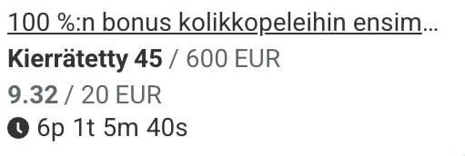 45 euroa Vivatbetin kierrätyksestä täytettynä.