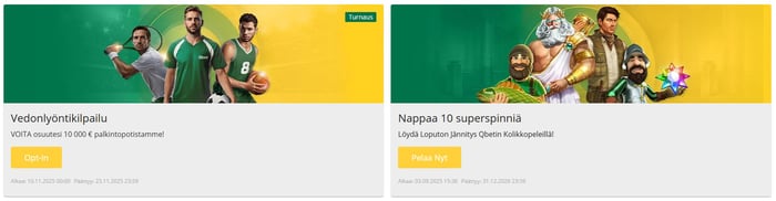 Qbet casino bonukset tarjoavat erilaisia etuja myös vedonlyöntiin - vedonlyöntikilpailussa 10 000 € palkintopotti.