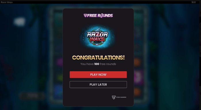 Boost Casinon tervetulobonukseen kuuluu 100 ilmaiskierrosta Razor Ways -kolikkopeliin.