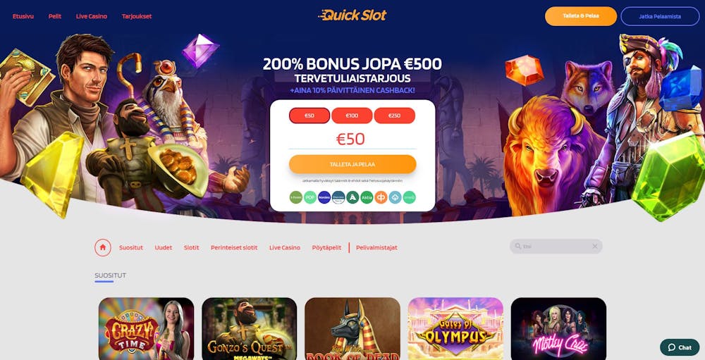 QuickSlot etusivu