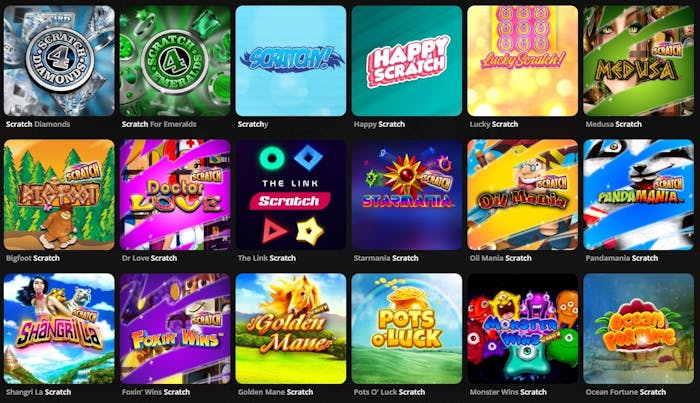 Valikoima digitaalisia raaputusarpoja, kuten Happy Scratch, The Link Scratch ja Pots O' Luck Scratch.