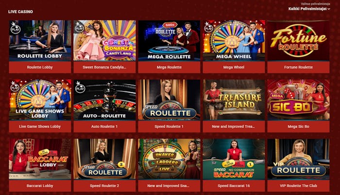 Rant Casinollla on useita live-pöytiä, kuten Mega Wheel, Sic Bo ja Mega Roulette.