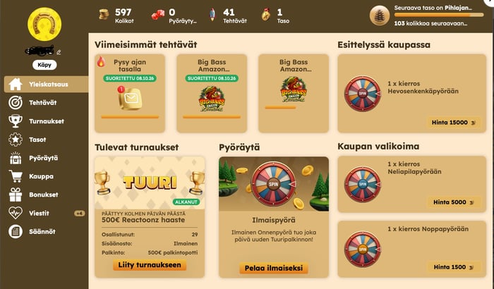 Tuuri kasinon keskittämisohjelman tehtävät, bonukset ja palkinnot löytyvät yhdestä paikasta.