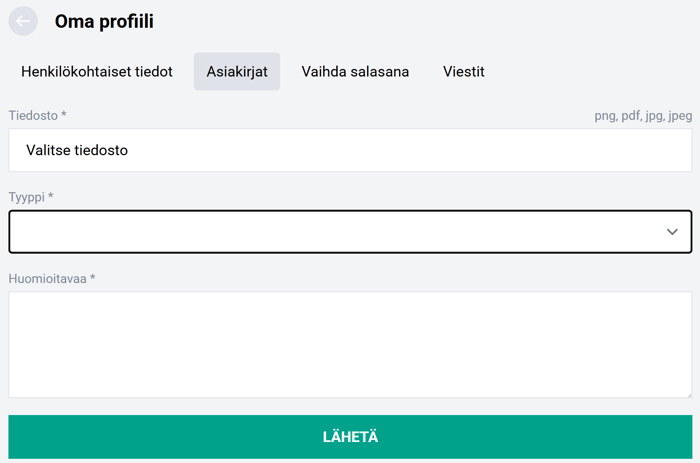 Reel Raven Casinon asiakirjojen lähetyslomake tilin vahvistusta varten.