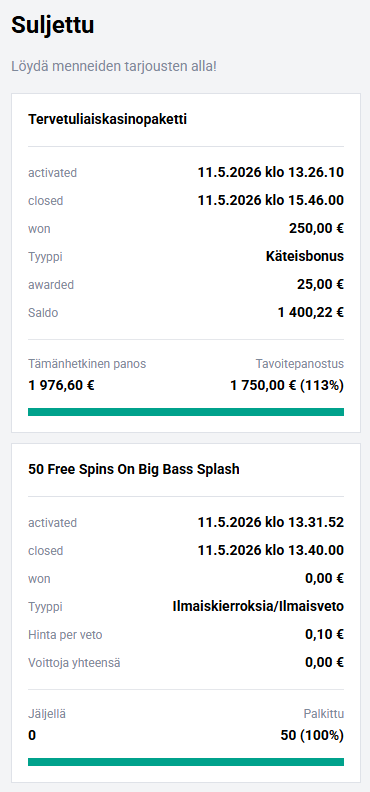 Todiste Reel Raven Casinon bonuskierrätyksen valmistumisesta.