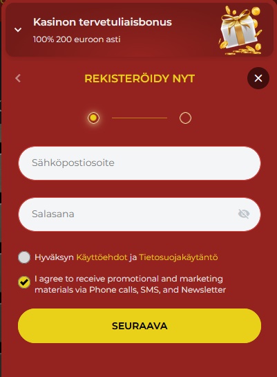 Valitse bonus mukaan samalla kun rekisteröidyt 777Vault casinolle