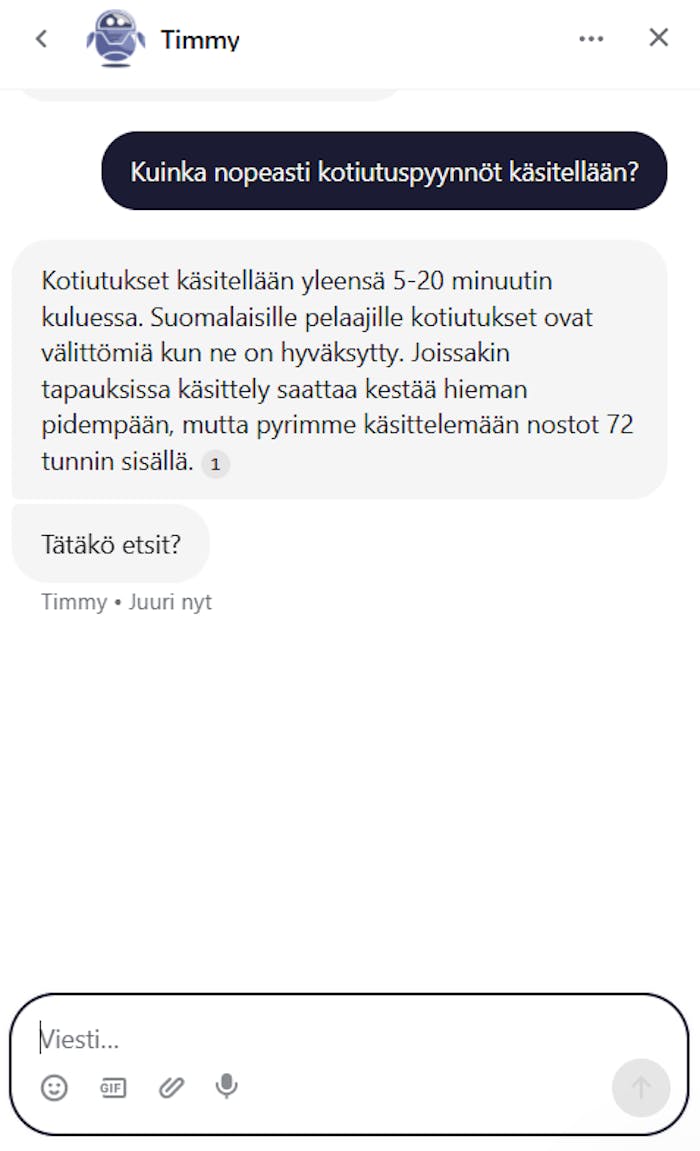 ReSpin Casinon chatbot on hyödyllinen, ja sen kanssa keskustelemalla selviää suurin osa kysymyksistä.