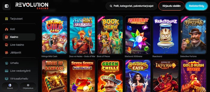 Revolution Casinon pelivalikoima