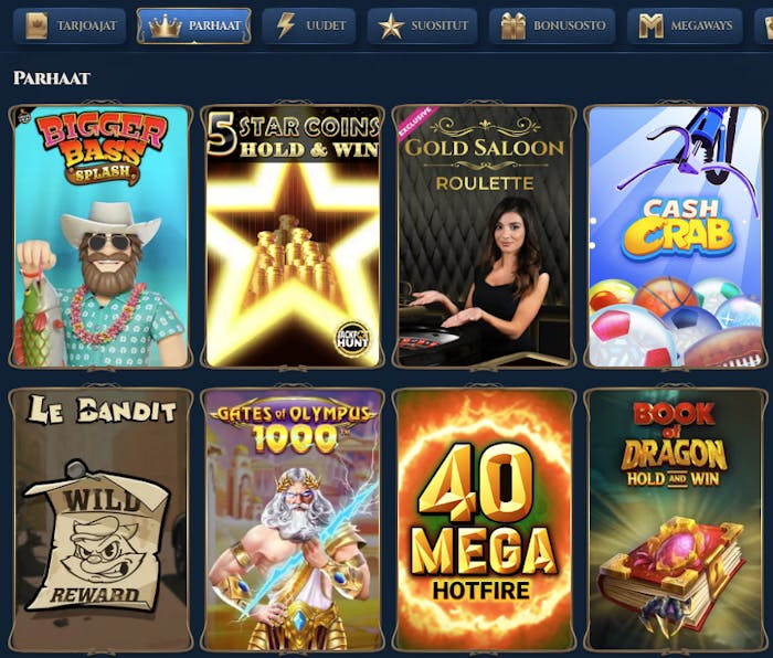 Parhaat pelit Rich Royal kasinolla kattavat kaikki suosituimmat nimet