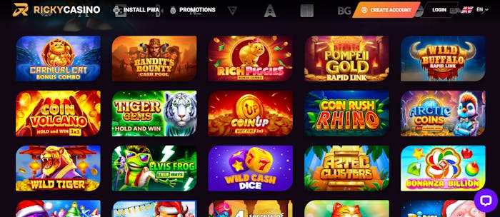 rickycasinon pelivalikoima