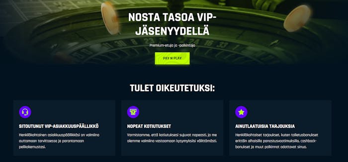 Rise of Bets tarjoaa kaikkein uskollisimmille pelaajille VIP-ohjelman, joka palkitsee muun muassa eksklusiivisilla bonuksilla.