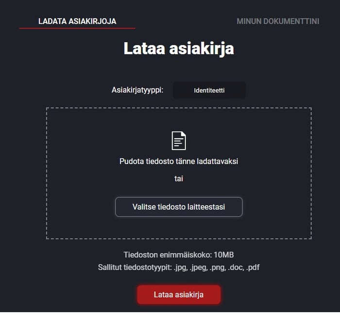 Riviera Casinolla KYC-dokumentit ladataan omalta tililtä erillisen lataustyökalun kautta.