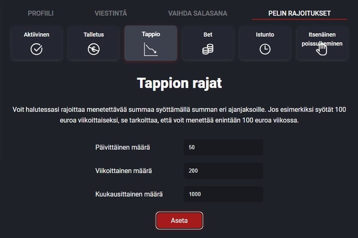 Riviera Casinon vastuullisen pelaamisen työkaluihin kuuluu talletus- ja tappiorajat, istuntorajat ja itsenäinen poissulkeminen.