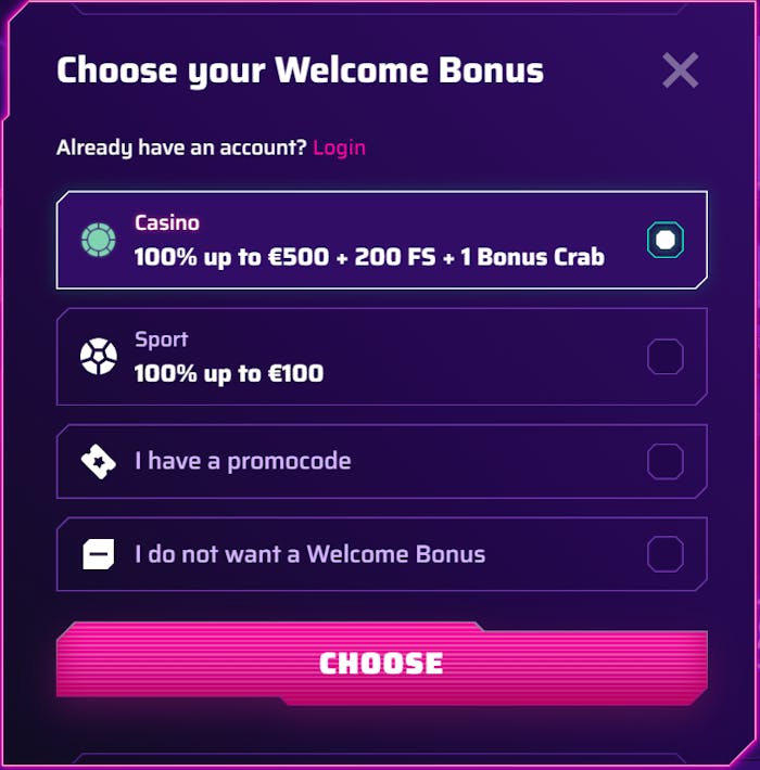 Roby Casino  tarjoaa kirjauduttaessa useita eri bonusvaihtoehtoja.