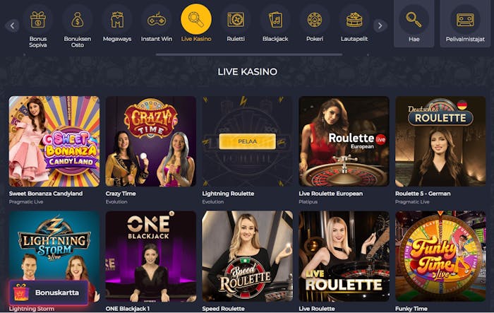 Rolling Slots live kasino tarjoaa useita Pragmatic Liven, Evolutionin ja Platipuksen pelej?.