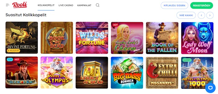roolin pelivalikoima