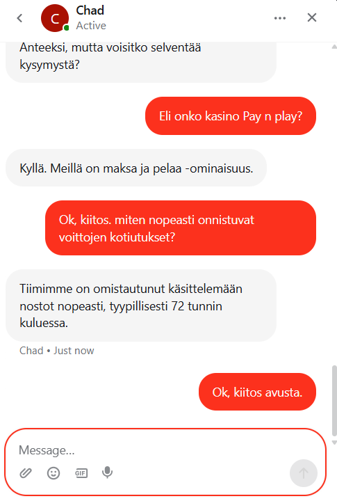 Roosterbet asiakaspalvelu