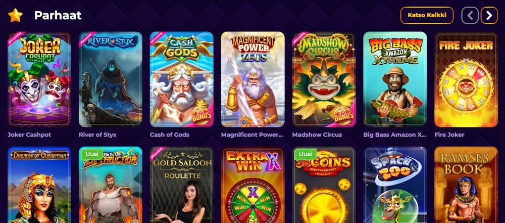 Royal Gamen pelivalikoimaan mahtuu kaikkea sloteista pöytäpeleihin ja live casinoon.