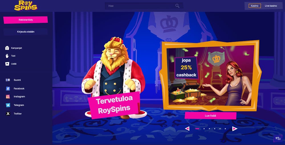 RoySpins Casinon kotisivut